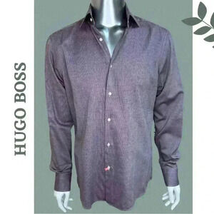 Boss Hugo Boss Men's Dress Shirt
Regular Fit Long Sleeve Purple White
Size 16.5